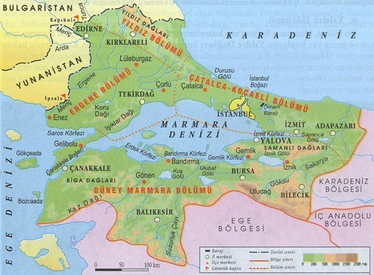 Marmara Bölgesi Haritası
